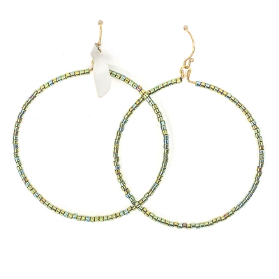 Χειροποίητα σκουλαρίκια κρίκοι με αυθεντικές ιαπωνικές χάντρες Miyuki